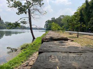 Cycling on smooth asphalt roads near Angkor Wat moat